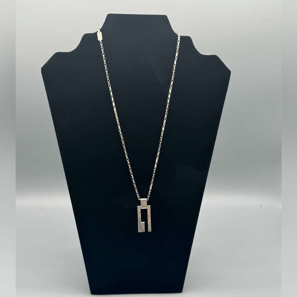Gucci Vintage 925 Sterling Silver Modernist G Pendant Necklace 16.88 grams - Picture 4 of 10